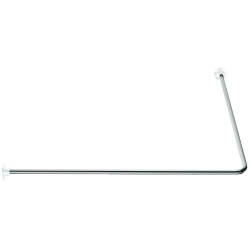 Porte-rideau d'angle 90° 800x800 mm, tube acier chromé Ø 16 mm, rosace ABS blanc
