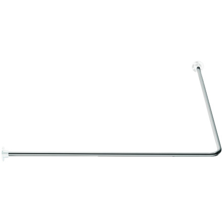 Porte-rideau d'angle 90° 800x800 mm, tube acier chromé Ø 16 mm, rosace ABS blanc