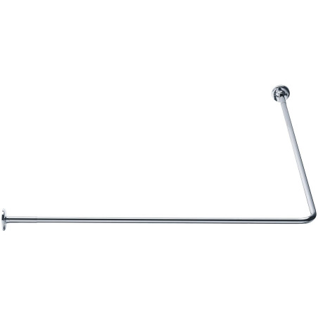 Porte-rideau d'angle 90° 900 x 900 mm, tube laiton chromé Ø 16 mm, 2 embases