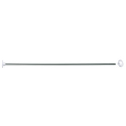 Porte-rideau droit recoupable 800mm, tube acier chromé Ø 16 mm, rosace ABS blanc