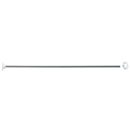 Porte-rideau droit recoupable 800mm, tube acier chromé Ø 16 mm, rosace ABS blanc