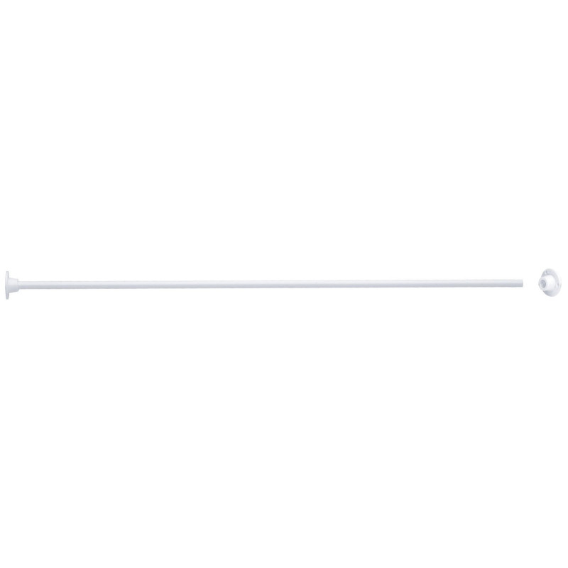 Porte-rideau droit recoupable 1000 mm, tube acier époxy Ø 16 mm embase abs blanc