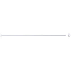 Porte-rideau droit recoupable 800 mm, tube acier époxy Ø 16 mm, embase abs blanc