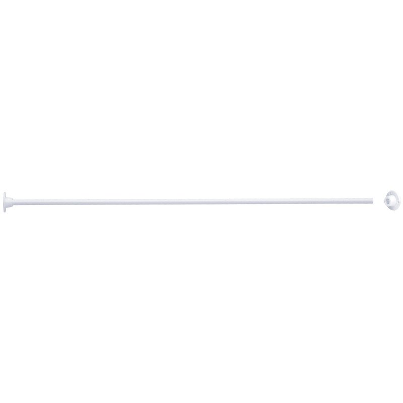 Porte-rideau droit recoupable 800 mm, tube acier époxy Ø 16 mm, embase abs blanc