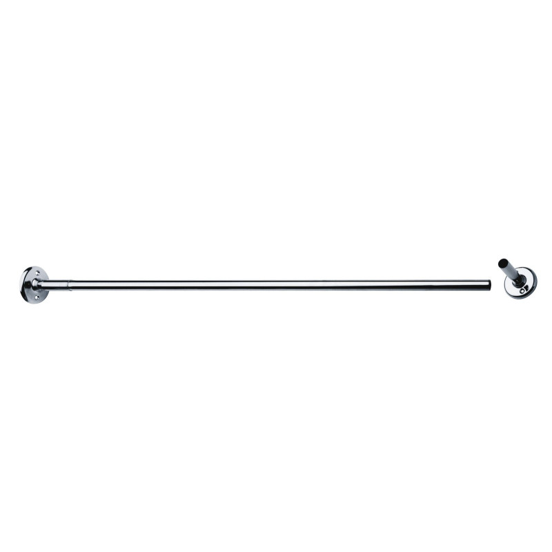 Porte-rideau droit recoupable, tube laiton chromé Ø 16x0,5 mm, 2 embases
