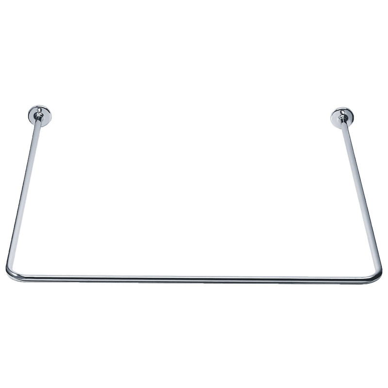 Porte-rideau en U 750x750 mm, tube laiton chromé Ø 16 mm, 2 embases soudées