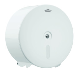 Distributeur papier WC, 230x115mm, Ø 230 mm, acier époxy blanc brillant, à clé