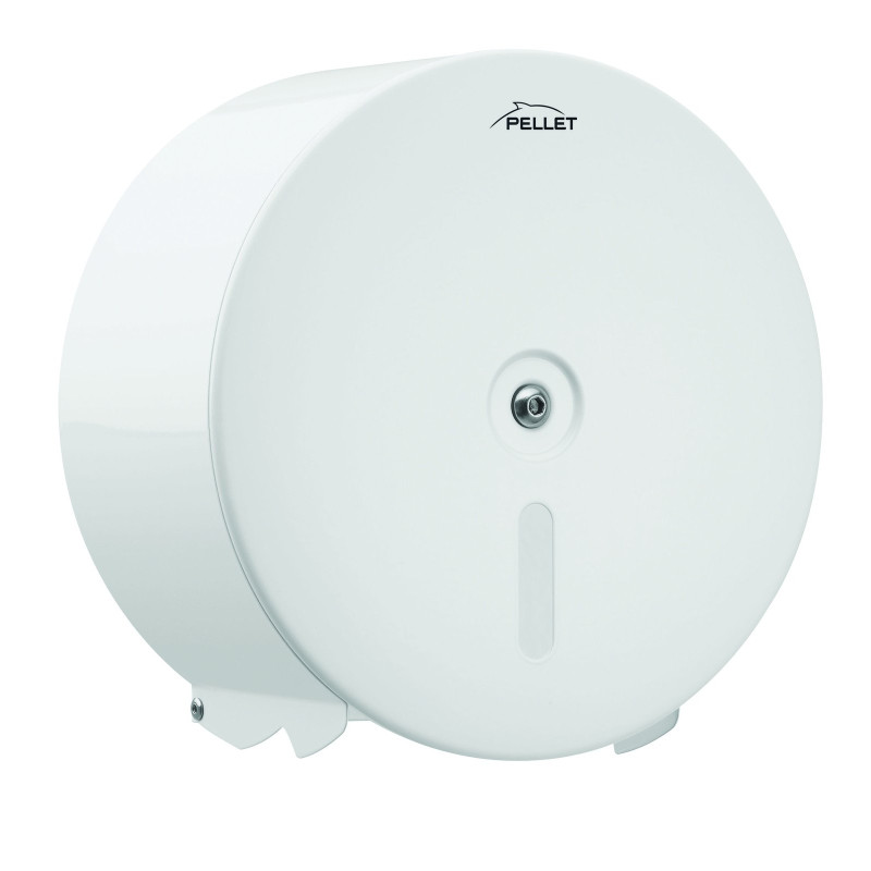 Distributeur papier WC, 230x115mm, Ø 230 mm, acier époxy blanc brillant, à clé