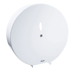 Distributeur papier WC, 300x110 mm, Ø 300 mm, acier époxy blanc, à clé 6 allen