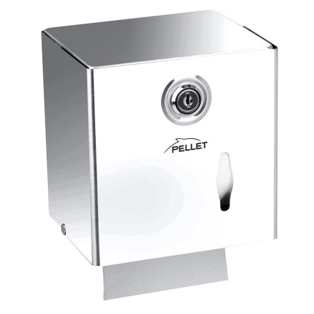 Distributeur papier WC mixte 134x137x120mm, 1 rouleau ou 2 paquets, inox, à clé