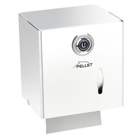 Distributeur papier WC mixte 134 x 137 x 120 mm, acier époxy blanc, à clé