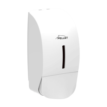 Distributeur savon liquide 900ml 113x219x102mm, bouton poussoir abs blanc, à clé
