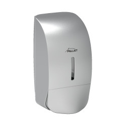 Distributeur savon liquide 900ml 113x219x102mm, bouton poussoir abs gris, à clé