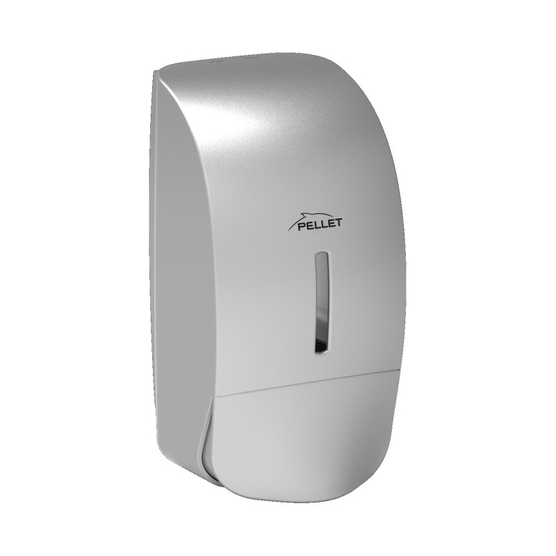 Distributeur savon liquide 900ml 113x219x102mm, bouton poussoir abs gris, à clé