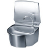 Lave-mains cuve ovale avec dosseret, inox aisi 304, 6 Litres, commande au genou