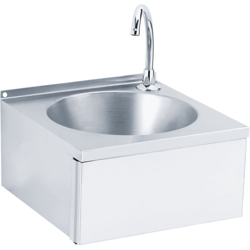 Lave-mains Ø 275 mm, 170x340x340 mm, inox aisi 304, 5 Litres, commande au genou