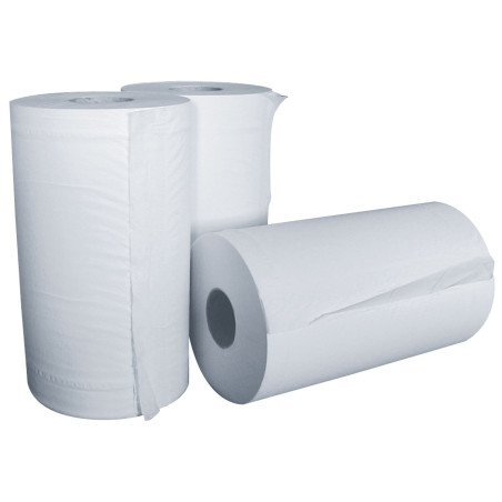 Papier essuie mains Rouleau Ø 115 mm hauteur 210 mm, 2 plis, sac de 15 rouleaux