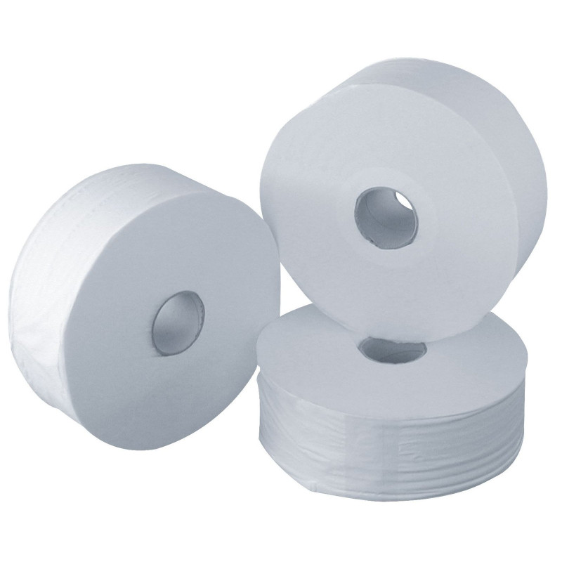 Papier toilette rouleau Ø 240 mm, longueur 500 mètres, papier crêpe blanc