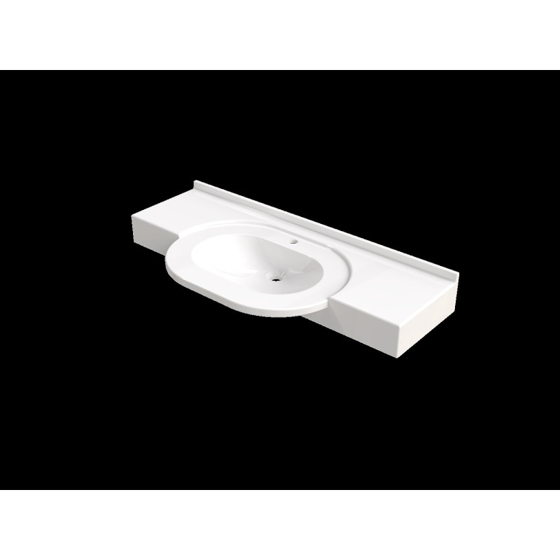 Plan vasque ACQUARELLE 1200x550mm, 1 vasque 500x300mm en béton de synthèse blanc