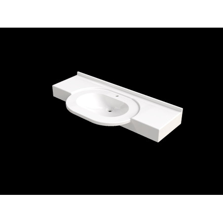 Plan vasque ACQUARELLE 1200x550mm, 1 vasque 500x300mm en béton de synthèse blanc