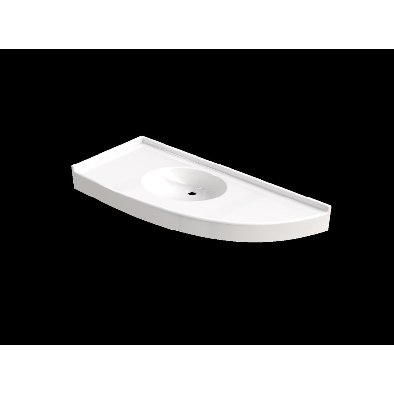 Plan vasque FLORIDE angle, pte dte 1200x500, 1 vasque 460x350, béton de synthèse