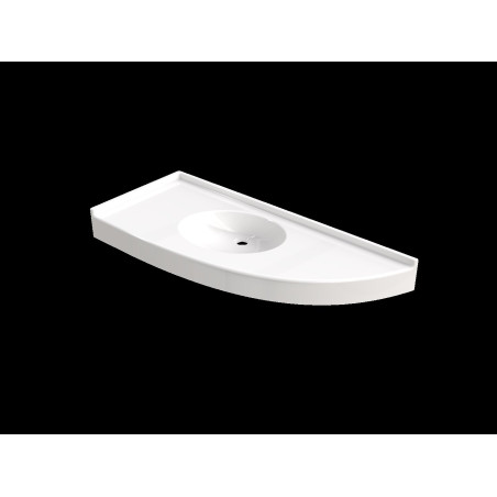 Plan vasque FLORIDE angle, pte dte 1200x500, 1 vasque 460x350, béton de synthèse