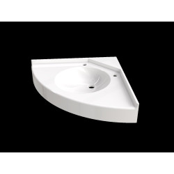 Plan vasque angle VIRGINIE 650x650mm, 1 vasque Ø380mm en béton de synthèse blanc