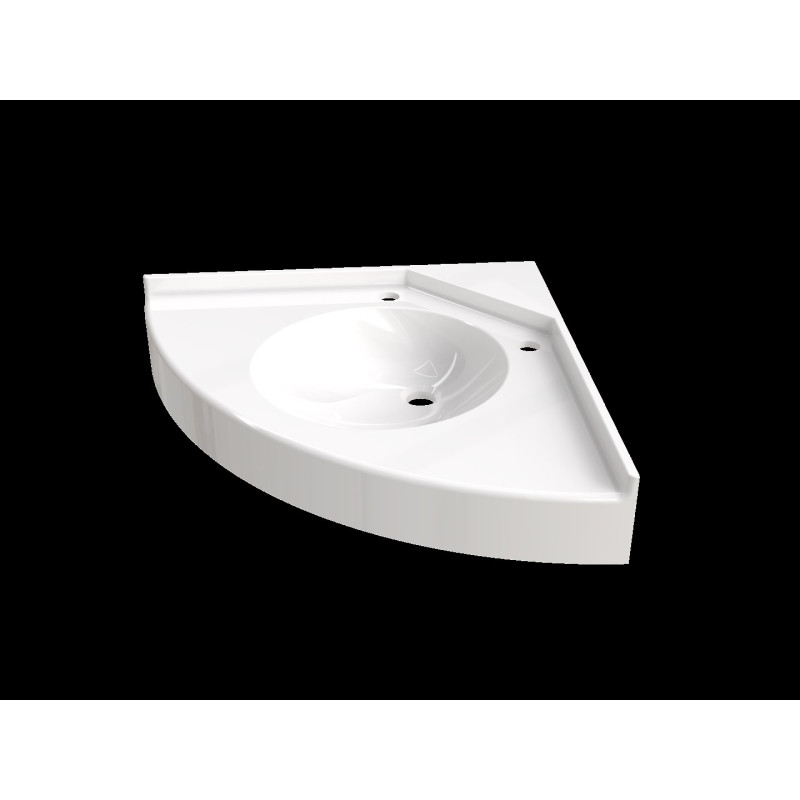 Plan vasque angle VIRGINIE 650x650mm, 1 vasque Ø380mm en béton de synthèse blanc