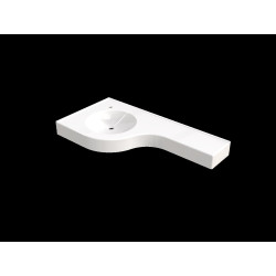 Plan vasque VIRGULE 1100x550mm, 1 vasque Ø 380mm à droite, béton de synthèse