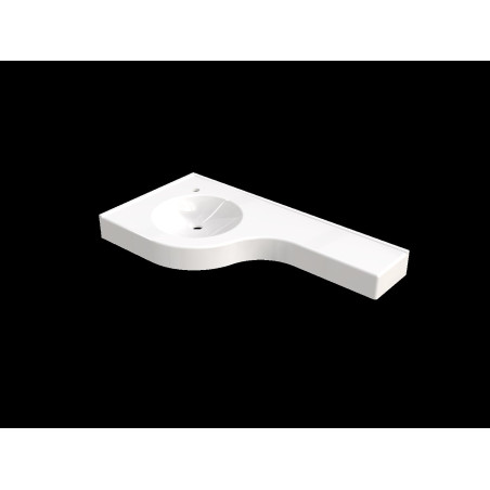 Plan vasque VIRGULE 1100x550mm, 1 vasque Ø 380mm à gauche, béton de synthèse