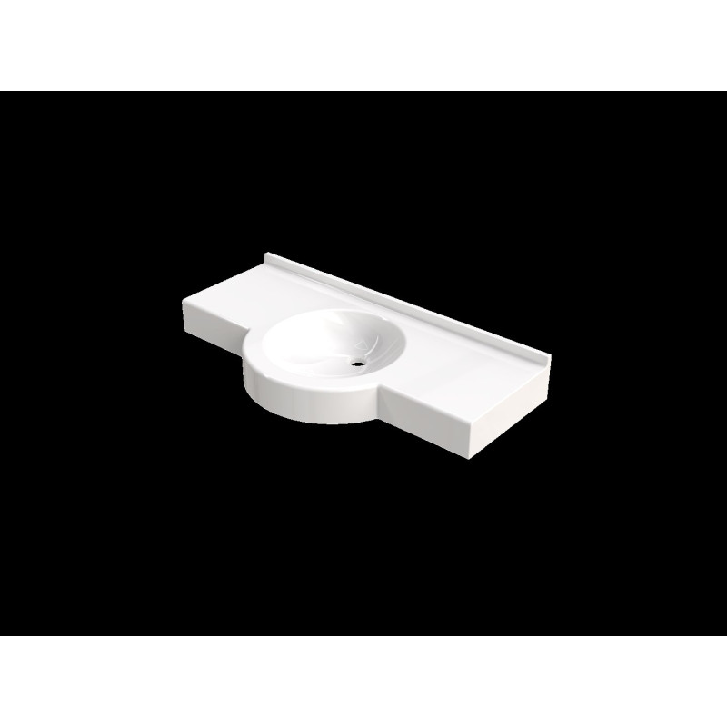 Plan vasque COLORADO 1100x500 mm, 1 vasque Ø 380 mm en béton de synthèse blanc