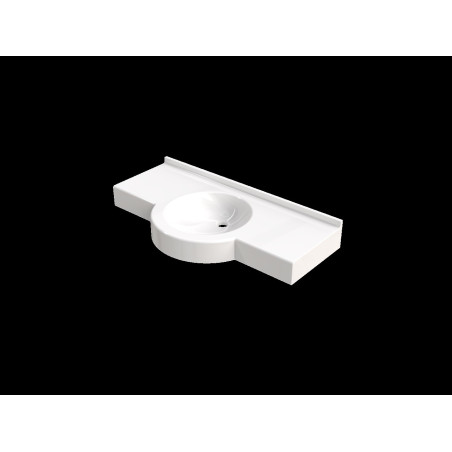 Plan vasque COLORADO 1100x500 mm, 1 vasque Ø 380 mm en béton de synthèse blanc