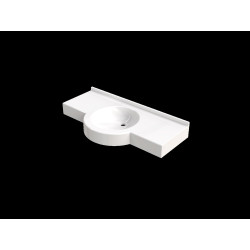 Plan vasque COLORADO 2100x500 mm, 1 vasque Ø 380 mm en béton de synthèse blanc