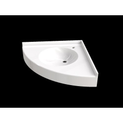 Plan vasque angle VIRGINIE 650x650mm, 1 vasque Ø380mm en béton de synthèse blanc