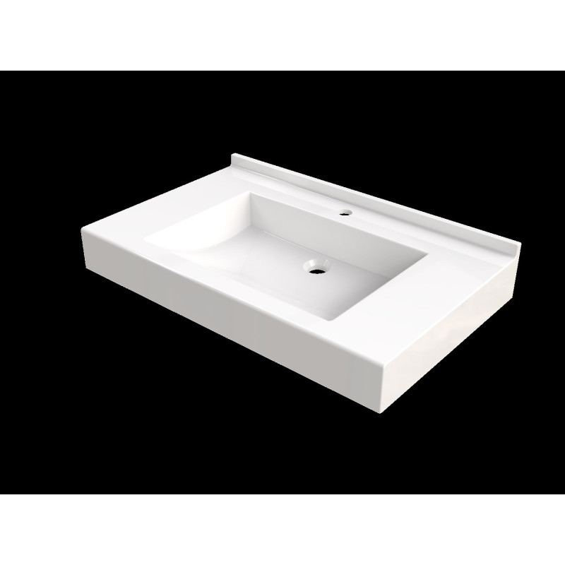 Plan vasque DEL RIO 2200x500 mm, 1 vasque 500x345 mm en béton de synthèse blanc