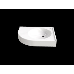 Plan vasque ESPERANCE 600x440, 1 vasque Ø380 en béton de synthèse arrondi à dte