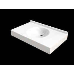 Plan vasque FLORIDE 800x500 mm, 1 vasque Ø 380 mm en béton de synthèse blanc