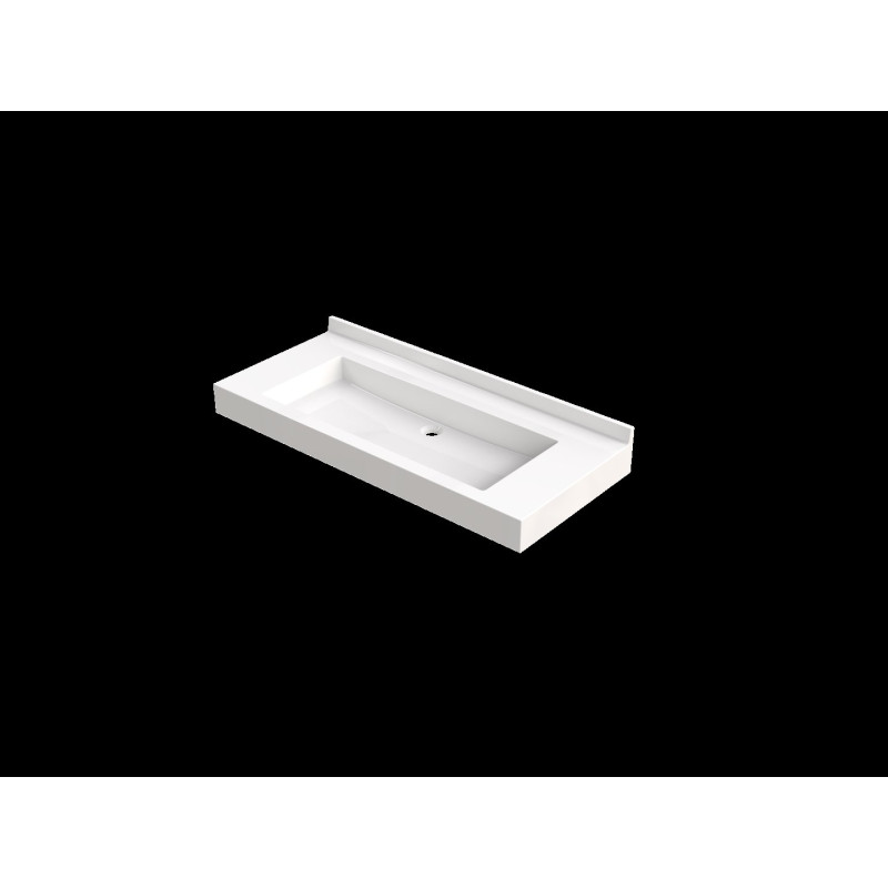 Plan vasque GAYA 1800x530, 1 vasque 1370x350, en béton de synthèse blanc