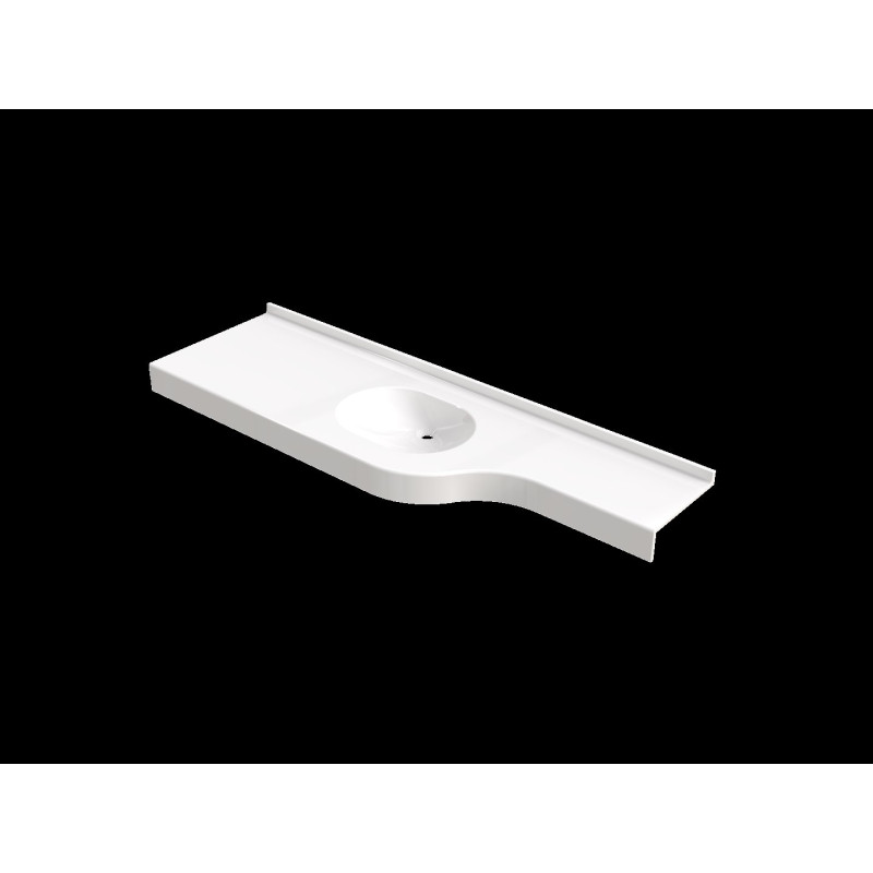 Plan vasque GRENADA 1800x550, 1V 460x330 en béton de synthèse arrondi à droite