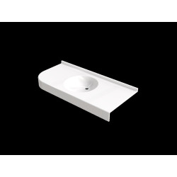 Plan vasque HYERES 1100x500mm, 1V Ø380 en béton de synthèse, arrondi à droite