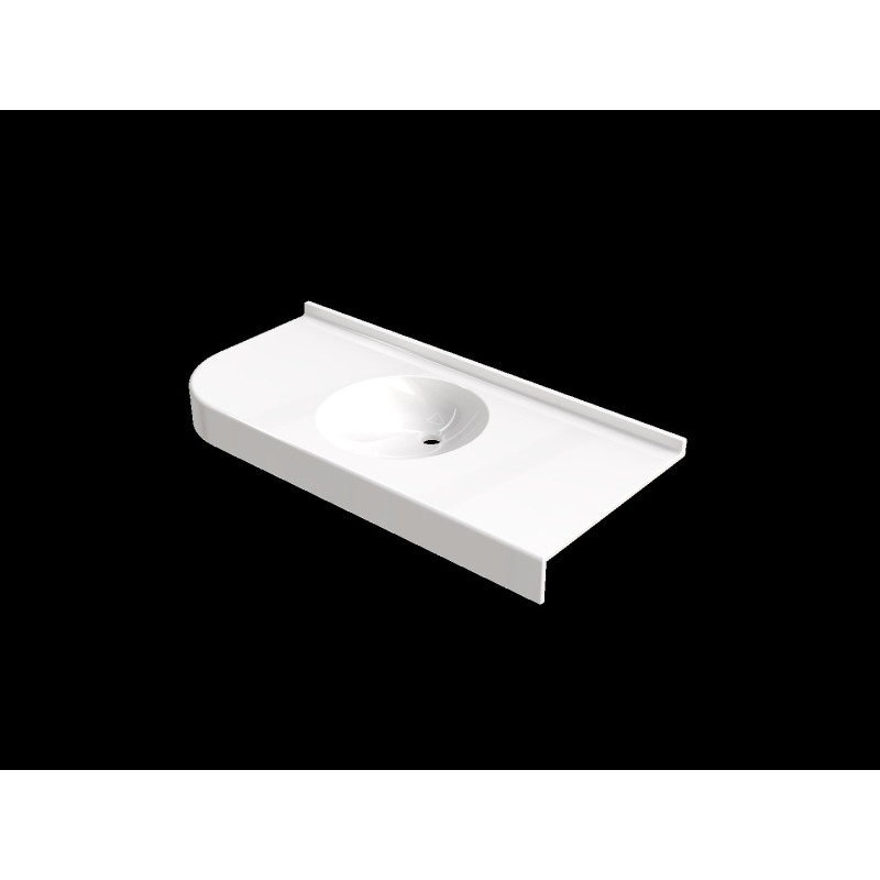 Plan vasque HYERES 1100x500mm, 1V Ø380 en béton de synthèse, arrondi à droite