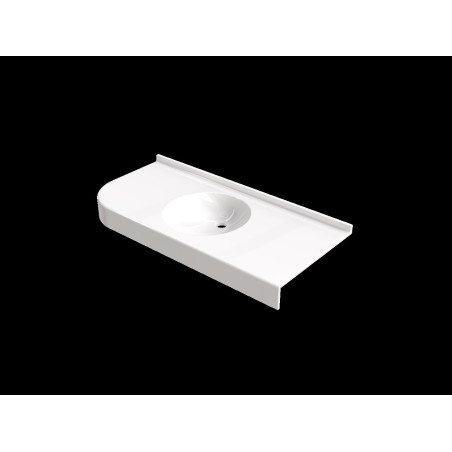 Plan vasque HYERES 1100x500mm, 1V Ø380 en béton de synthèse, arrondi à droite