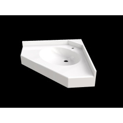 Plan vasque MIRAGE 890x630 mm, 1 vasque 430x330 mm en béton de synthèse blanc