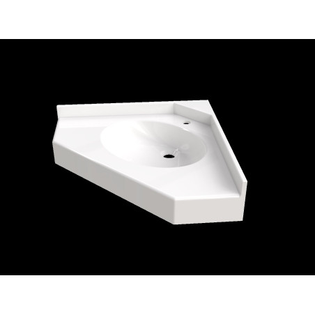 Plan vasque MIRAGE 890x630 mm, 1 vasque 430x330 mm en béton de synthèse blanc