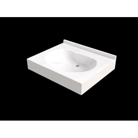 Plan vasque OPALE 700x500 mm, 1 vasque 480x340 mm en béton de synthèse blanc