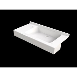 Plan vasque ROANNE 1750x400 mm, 1 vasque 495x325 mm en béton de synthèse blanc