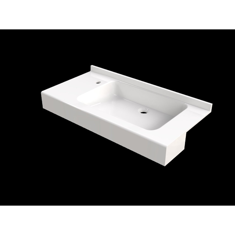 Plan vasque ROANNE 1750x400 mm, 1 vasque 495x325 mm en béton de synthèse blanc