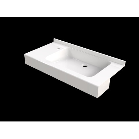 Plan vasque ROANNE 1750x400 mm, 1 vasque 495x325 mm en béton de synthèse blanc