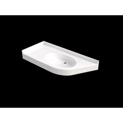 Plan vasque SATINE 1130x500, 1 vasque 565x360, béton de synthèse, pointe gauche