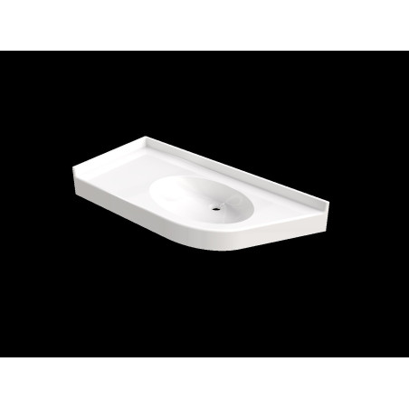 Plan vasque SATINE 1130x500, 1 vasque 565x360, béton de synthèse, pointe gauche